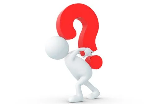 3d human lifting red question Stock Illustration