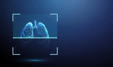 3d human lungs inside digital scanning frame. Inflammation screening, radiology Stock Illustration