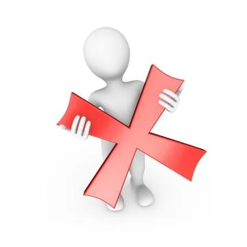 3d human with negative symbol. Stock Illustration