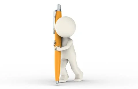 3D Human with an orange Pen Stock Illustration
