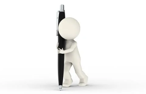 3D Human with Pen Stock Illustration