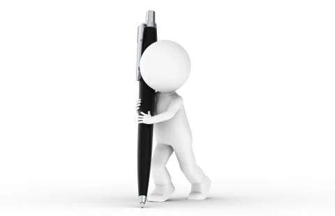 3D Human with Pen Stock Illustration