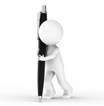 3D Human with Pen Stock Illustration