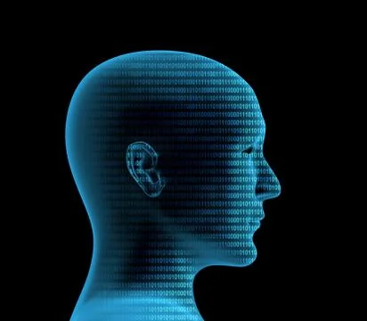 3d human profile from a binary code Stock Illustration