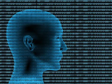 3d human profile from a binary code Stock-Illustration