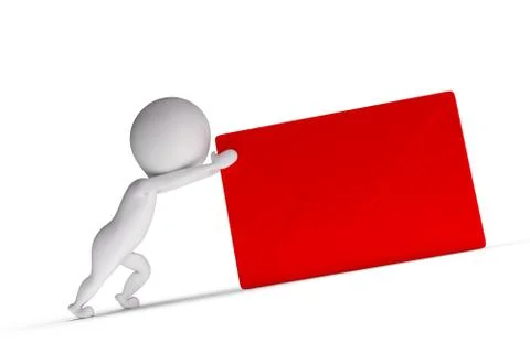 3d human pushes a red letter Stock Illustration