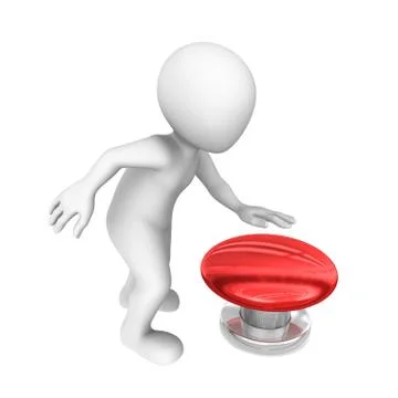 3d human with the red button Stock Illustration