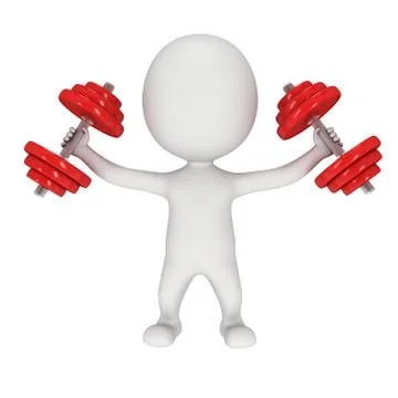3d human with red dumbbells Stockillustratie