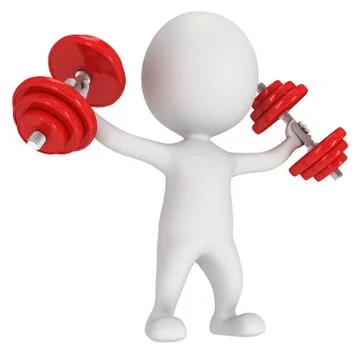3d human with red dumbbells Stockillustratie