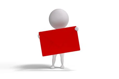 3d human with red letter Stock Illustration