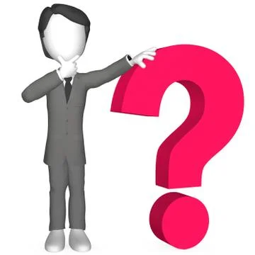 3d Human with a Red Question Mark Stock Illustration