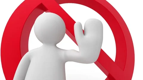 3d human with a red stop sign Stock Footage 8156610