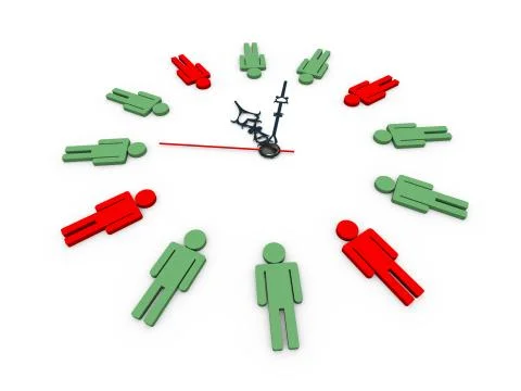 3d human shapes clock Stock Illustration