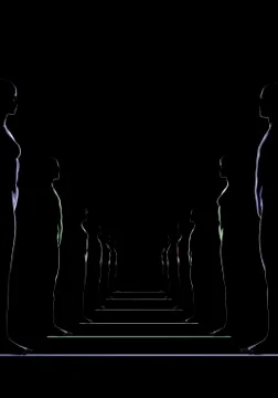 3d human shapes in a row . 3d rendering . 3d illustration Illustrazione stock