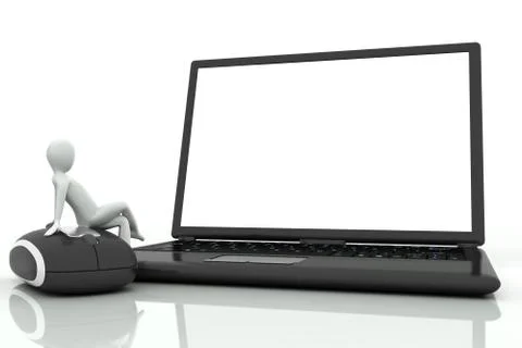 3d human sitting on a laptop Stock Illustration