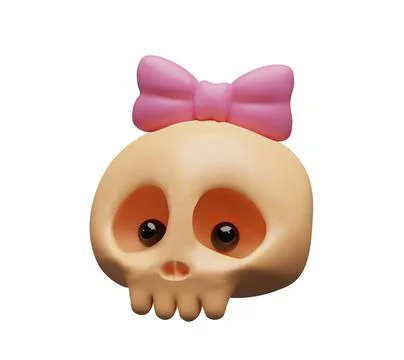 3d human skull with a bow Stock Illustration