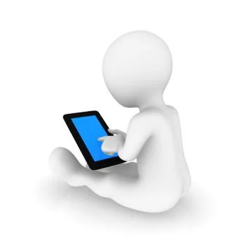 3d human with tablet pc. 3d rendering. Stock Illustration