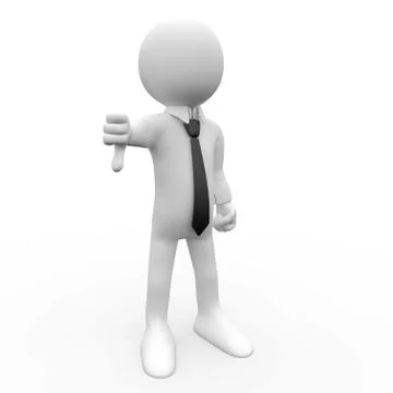 3d human with thumb down, with shirt and tie Stock Illustration