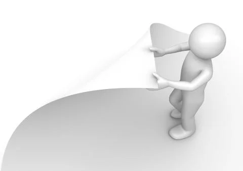 3d human turns page (3d isolated characters series) Stock Illustration