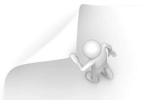 3d human turns page (3d isolated characters series) Stock-Illustration