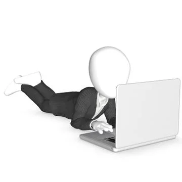 3D human that work with laptop. Stock Illustration