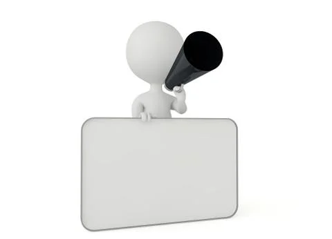 3d humanoid character with a blank card Stock Illustration