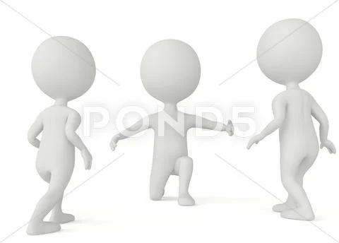 3d humanoid character - children goes to father Stock Illustration
