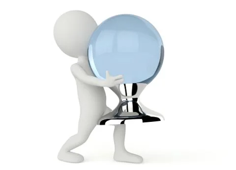 3d humanoid character with crystall ball Stock Illustration
