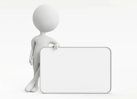 3d humanoid character with empty board Stock Illustration