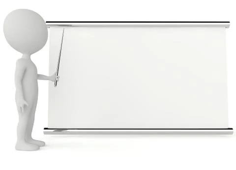 3d humanoid character with a empty signboard Stock Illustration