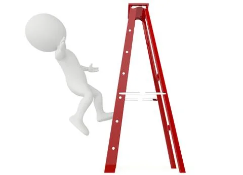 3d humanoid character falling from a ladder Stock-Illustration