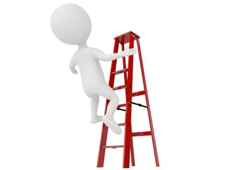 3d humanoid character falling from a red ladder Stock Illustration