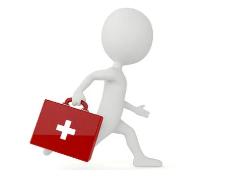 3d humanoid character with a first aid kit Stock Illustration