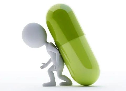 3d humanoid character with a green capsule Stock Illustration