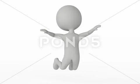 3d humanoid character happy jump Stock Illustration