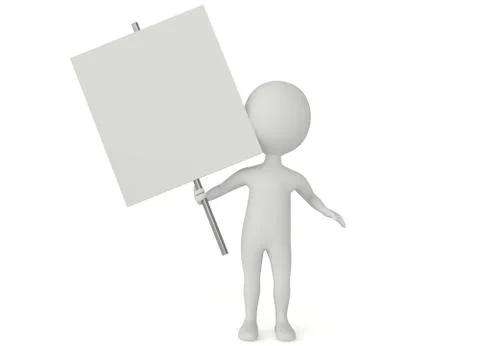 3d humanoid character hold a blank board Иллюстрация