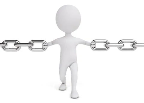 3d humanoid character hold a chain Stock Illustration