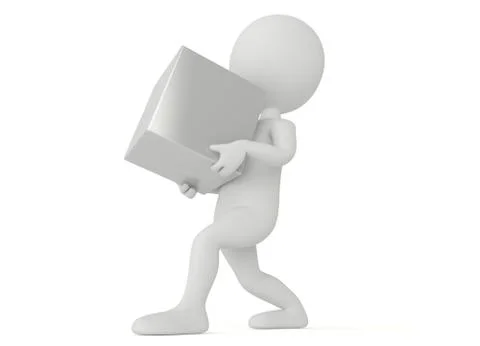 3d humanoid character hold a cube Illustration