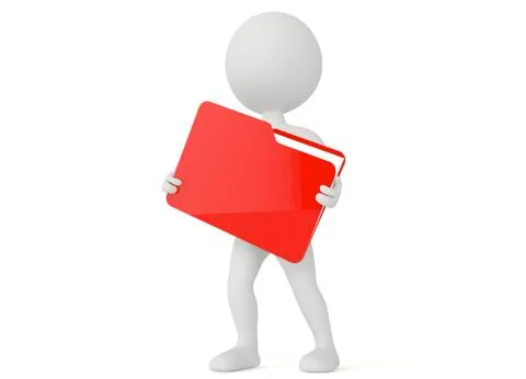 3d humanoid character hold a file folder Illustration