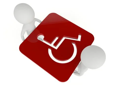 3d humanoid character hold a handicapped symbol Stock Illustration