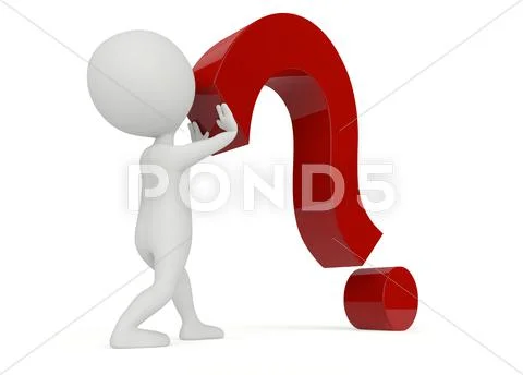3d humanoid character hold a question mark Stock Illustration