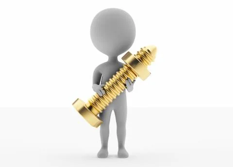 3d humanoid character hold a screw Stock Illustration