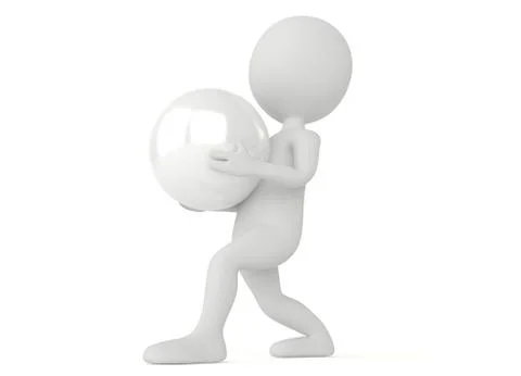3d humanoid character holding a sphere Stock Illustration