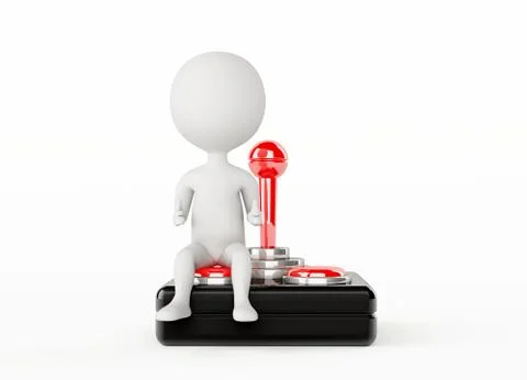 3d humanoid character with a joystick Stock-Illustration