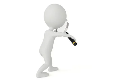 3d humanoid character with a magnifier Illustration