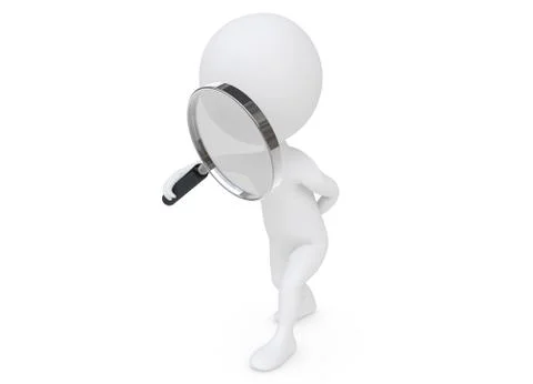 3d humanoid character with a magnifier Stock Illustration