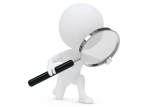 3d humanoid character with a magnifier Stock Illustration