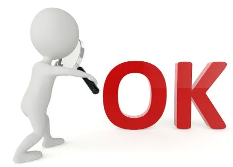 3d humanoid character with a ok word Stock Illustration
