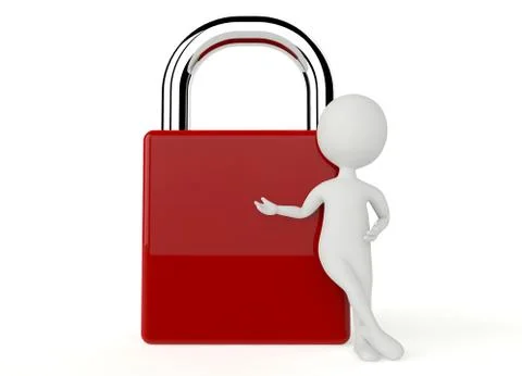 3d humanoid character - padlock Stock Illustration