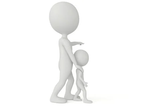 3d humanoid character pointing with finger Stock Illustration